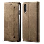 For Xiaomi Mi 9 Denim Texture Casual Style Horizontal Flip Leather Case with Holder & Card Slots & Wallet(Khaki)