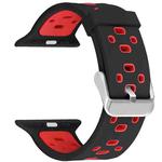 Square Hole Two-color Silicone Buckle Strap Watch Band For Apple Watch Series 9&8&7 41mm / SE 3&SE 2&6&SE&5&4 40mm / 3&2&1 38mm(Black + Red)