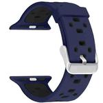 Square Hole Two-color Silicone Buckle Strap Watch Band For Apple Watch Series 9&8&7 41mm / SE 3&SE 2&6&SE&5&4 40mm / 3&2&1 38mm(Navy Blue + Black)