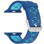 Square Hole Two-color Silicone Buckle Strap Watch Band For Apple Watch Series 9&8&7 41mm / SE 3&SE 2&6&SE&5&4 40mm / 3&2&1 38mm(Dark Blue + Tea Green)