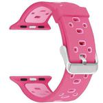 Square Hole Two-color Silicone Buckle Strap Watch Band For Apple Watch Series 9&8&7 41mm / SE 3&SE 2&6&SE&5&4 40mm / 3&2&1 38mm(Rose Red + Pink)