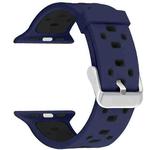 Square Hole Two-color Silicone Buckle Strap Watch Band For Apple Watch Ultra 49mm&Watch Ultra 2 49mm / Series 9&8&7 45mm / SE 3&SE 2&6&SE&5&4 44mm / 3&2&1 42mm(Navy Blue + Black)