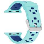 Square Hole Two-color Silicone Buckle Strap Watch Band For Apple Watch Ultra 49mm&Watch Ultra 2 49mm / Series 9&8&7 45mm / SE 3&SE 2&6&SE&5&4 44mm / 3&2&1 42mm(Teal Green + Blue)