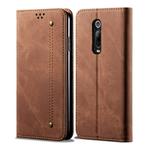 For Xiaomi Mi 9T / Redmi K20 Denim Texture Casual Style Horizontal Flip Leather Case with Holder & Card Slots & Wallet(Brown)