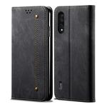 For Xiaomi Mi CC9 / Mi 9 Lite Denim Texture Casual Style Horizontal Flip Leather Case with Holder & Card Slots & Wallet(Black)