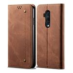 For OnePlus 7T Pro Denim Texture Casual Style Horizontal Flip Leather Case with Holder & Card Slots & Wallet(Brown)