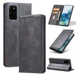 For Samsung Galaxy S20 5G Skin-feel Calfskin Texture Magnetic Dual-Fold Horizontal Flip Leather Case with Holder & Card Slots & Wallet(Black)