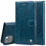 For iPhone 13 mini Business Style Oil Wax Texture Horizontal Flip Leather Case with Holder & Card Slots & Wallet (Blue)