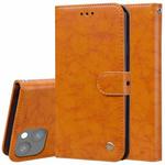 For iPhone 13 mini Business Style Oil Wax Texture Horizontal Flip Leather Case with Holder & Card Slots & Wallet (Yellow)