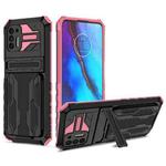 For Motorola Moto G Stylus 2021 Kickstand Armor Card Wallet Phone Case(Pink)