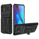 For Motorola Moto G Stylus 2021 Kickstand Armor Card Wallet Phone Case(Black)