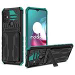 For Motorola Moto G30 Kickstand Armor Card Wallet Phone Case(Dark Green)