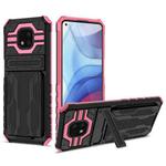 For Motorola Moto G Power 2021 Kickstand Armor Card Wallet Phone Case(Pink)