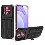 For Xiaomi Poco M3 / Redmi Note 9 4G Kickstand Armor Card Wallet Phone Case(Pink)