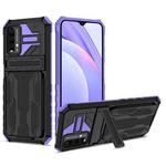 For Xiaomi Poco M3 / Redmi Note 9 4G Kickstand Armor Card Wallet Phone Case(Purple)