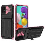 For Samsung Galaxy A31 / A51 Kickstand Armor Card Wallet Phone Case(Pink)