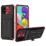 For Samsung Galaxy A31 / A51 Kickstand Armor Card Wallet Phone Case(Red)