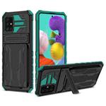 For Samsung Galaxy A31 / A51 Kickstand Armor Card Wallet Phone Case(Dark Green)