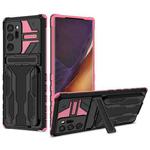 For Samsung Galaxy Note20 Ultra Kickstand Armor Card Wallet Phone Case(Pink)