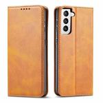 For Samsung Galaxy S21 5G Calf Texture Magnetic Horizontal Flip Leather Case with Holder & Card Slots & Wallet(Khaki)