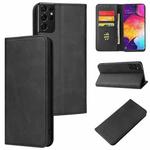 For Samsung Galaxy S21 Ultra 5G Calf Texture Magnetic Horizontal Flip Leather Case with Holder & Card Slots & Wallet(Black)