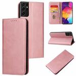 For Samsung Galaxy S21 Ultra 5G Calf Texture Magnetic Horizontal Flip Leather Case with Holder & Card Slots & Wallet(Rose Gold)