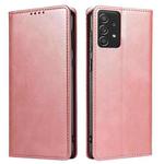 For Samsung Galaxy A52 5G / 4G Calf Texture Magnetic Horizontal Flip Leather Case with Holder & Card Slots & Wallet(Rose Gold)