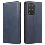 For Samsung Galaxy Note20 Ultra Calf Texture Magnetic Horizontal Flip Leather Case with Holder & Card Slots & Wallet(Blue)