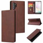 For Samsung Galaxy Note10+ Calf Texture Magnetic Horizontal Flip Leather Case with Holder & Card Slots & Wallet(Brown)