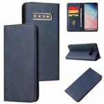 For Samsung Galaxy S10 Calf Texture Magnetic Horizontal Flip Leather Case with Holder & Card Slots & Wallet(Blue)