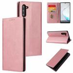 For Samsung Galaxy Note10 Calf Texture Magnetic Horizontal Flip Leather Case with Holder & Card Slots & Wallet(Rose Gold)