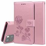 For iPhone 13 mini Rose Embossed Horizontal Flip PU Leather Case with Holder & Card Slots & Wallet (Rose Gold)