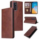 For Huawei P40 Calf Texture Magnetic Horizontal Flip Leather Case with Holder & Card Slots & Wallet(Brown)