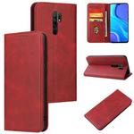 For Xiaomi Redmi 9 Calf Texture Magnetic Horizontal Flip Leather Case with Holder & Card Slots & Wallet(Red)