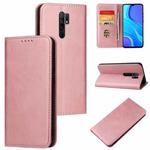 For Xiaomi Redmi 9 Calf Texture Magnetic Horizontal Flip Leather Case with Holder & Card Slots & Wallet(Rose Gold)