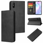 For Xiaomi Redmi 9A Calf Texture Magnetic Horizontal Flip Leather Case with Holder & Card Slots & Wallet(Black)