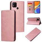 For Xiaomi Redmi 9C Calf Texture Magnetic Horizontal Flip Leather Case with Holder & Card Slots & Wallet(Rose Gold)