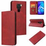 For Xiaomi Redmi Note 9 Calf Texture Magnetic Horizontal Flip Leather Case with Holder & Card Slots & Wallet(Red)