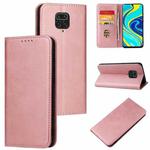 For Xiaomi Redmi Note 9 Pro Calf Texture Magnetic Horizontal Flip Leather Case with Holder & Card Slots & Wallet(Rose Gold)