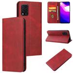 For Xiaomi Mi 10 Lite Calf Texture Magnetic Horizontal Flip Leather Case with Holder & Card Slots & Wallet(Red)