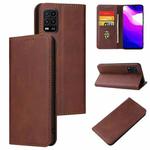 For Xiaomi Mi 10 Lite Calf Texture Magnetic Horizontal Flip Leather Case with Holder & Card Slots & Wallet(Brown)