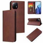 For Xiaomi Mi 11 Calf Texture Magnetic Horizontal Flip Leather Case with Holder & Card Slots & Wallet(Brown)