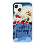 For iPhone 13 mini Christmas Series Transparent TPU Protective Case (Wall-climbing Snowman)