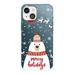 For iPhone 13 Christmas Series Transparent TPU Protective Case(Hat White Bear)