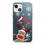 For iPhone 13 Christmas Series Transparent TPU Protective Case(Deer Says Hello)
