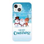 For iPhone 13 Christmas Series Transparent TPU Protective Case(Singing Snowman Deer)