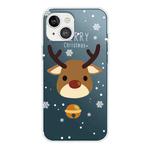 For iPhone 13 Christmas Series Transparent TPU Protective Case(Bell Deer)