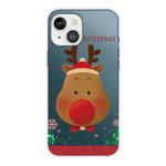 For iPhone 13 Christmas Series Transparent TPU Protective Case(Big Nosed Deer)