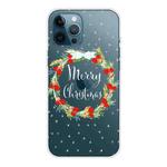 For iPhone 13 Pro Christmas Series Transparent TPU Protective Case (Vintage Wreath)