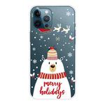 For iPhone 13 Pro Max Christmas Series Transparent TPU Protective Case (Hat White Bear)